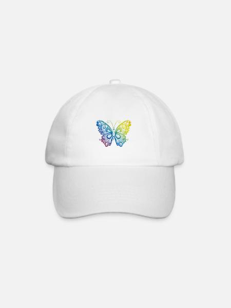 Schmetterling Mandala Boho - Baseballkappe - Weiß/Weiß