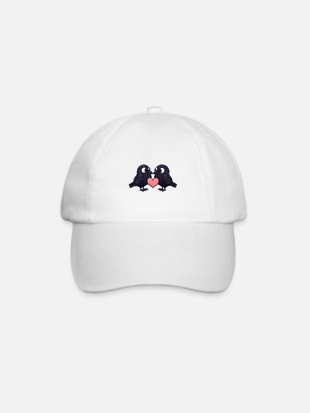 Rabe Krähe Paar Liebe Couple Verliebt - Baseballkappe - Weiß/Weiß