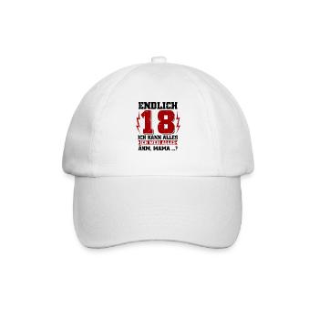 Endlich 18! Ich kann alles - Ich weiss alles - Ähm - Baseballkappe - Weiß/Weiß - Vorne