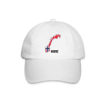 Norwegen, Skandinavien, Flagge, Umriss - Baseballkappe - Weiß/Weiß - Vorne