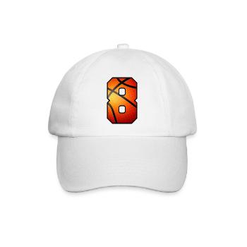 Kinder Basketballspieler zum 8. Geburtstag 8 Jahre alt - Baseballkappe - Weiß/Weiß - Vorne
