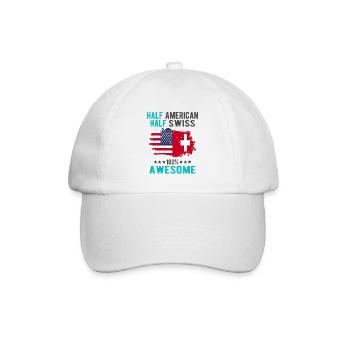 Halb Amerikaner Halb Schweizer - Baseballkappe - Weiß/Weiß - Vorne