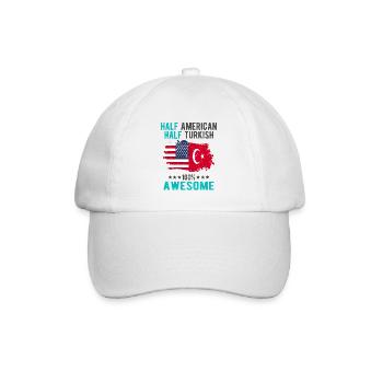 Halb Amerikaner Halb Türke - Baseballkappe - Weiß/Weiß - Vorne