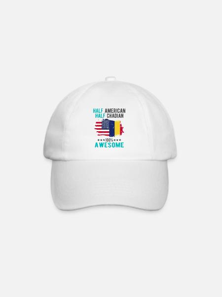 Halb Amerikaner Halb Tschader - Baseballkappe - Weiß/Weiß