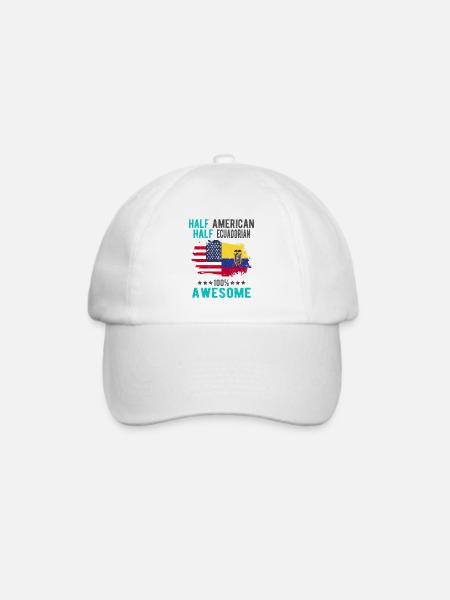 Halb Amerikaner Halb Ecuadorianer - Baseballkappe - Weiß/Weiß
