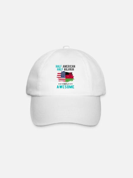 Halb Amerikaner Halb Malawi - Baseballkappe - Weiß/Weiß