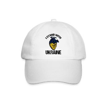 Ich stehe mit der ukrainischen Flagge ukrainisch - Baseballkappe - Weiß/Weiß - Vorne