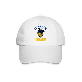 Ich stehe mit der ukrainischen Flagge ukrainisch - Baseballkappe - Weiß/Weiß - Vorne
