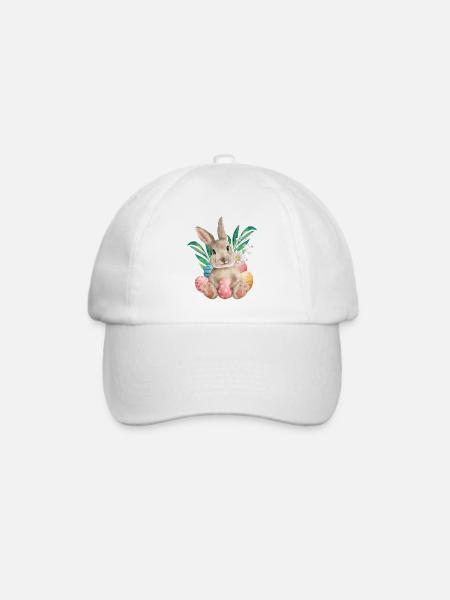 Aquarell-osterhase Und -eier - Baseballkappe - Weiß/Weiß