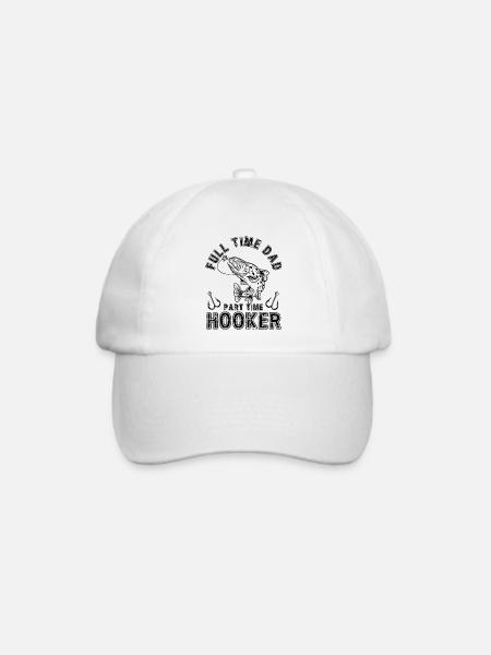 Full Time Dad Part Time Hook Angler Kostüm - Baseballkappe - Weiß/Weiß