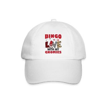 Bingo Liebe Mit Meinen Gnomies Buffalo Plaid Bingo - Baseballkappe - Weiß/Weiß - Vorne