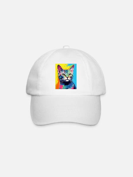 Kurzhaar Katze Cat Outfit für Katzenliebhaber - Baseballkappe - Weiß/Weiß