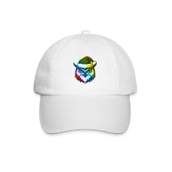 Eule Kopf Weihnachten Portät Bunt - Baseballkappe - Weiß/Weiß - Vorne