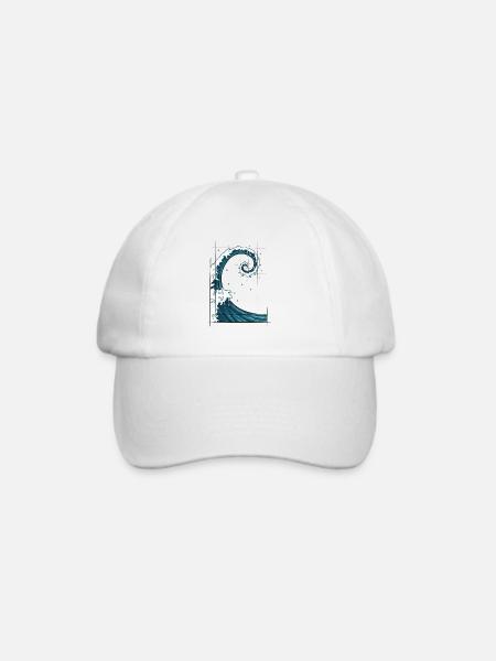 Fibonacci Spirale Goldener Schnitt Surfer Welle - Baseballkappe - Weiß/Weiß