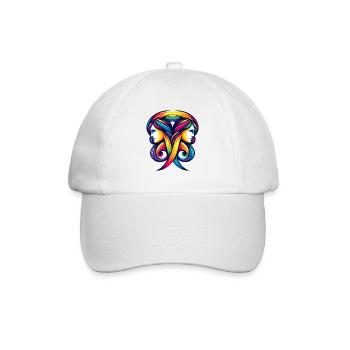Gemini Zodiac Regenbogen Harmonie Design - Baseballkappe - Weiß/Weiß - Vorne