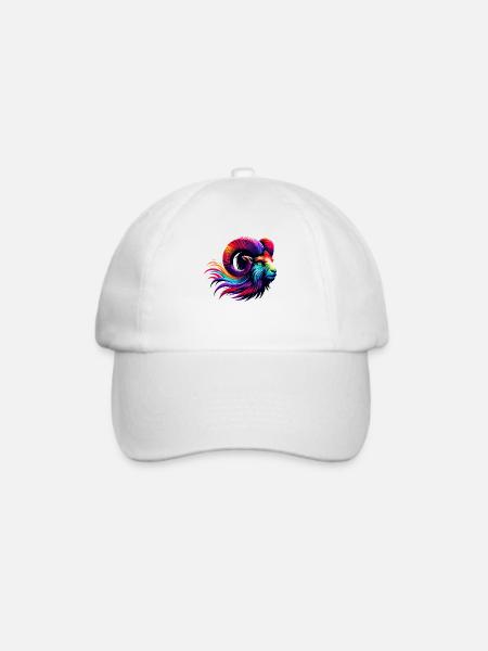 Widder Sternzeichen Lebendiges Regenbogen-Design - Baseballkappe - Weiß/Weiß