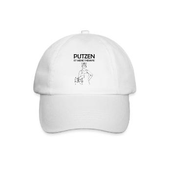 Putzen ist meine Therapie lustige Putzfrau Sprüche - Baseballkappe - Weiß/Weiß - Vorne