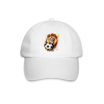 Löwe Deutschland Fußball Bunt Tier Print - Baseballkappe - Weiß/Weiß - Vorne