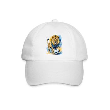 Löwe Fußball Bunt Ukraine Tier Design Print - Baseballkappe - Weiß/Weiß - Vorne