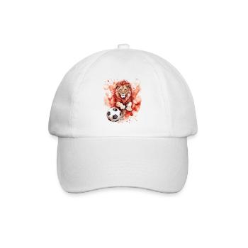 Löwe Fußball Bunt Türkei Tier Design Print - Baseballkappe - Weiß/Weiß - Vorne