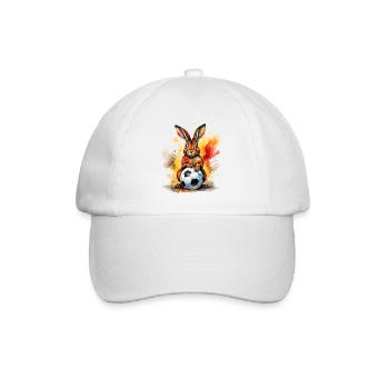 Hase Fußball Bunt Deutschland Tier Design Print - Baseballkappe - Weiß/Weiß - Vorne