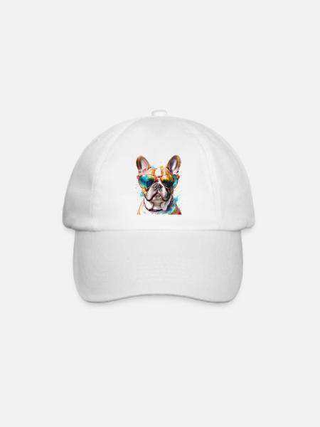 Französische Bulldogge Sonnenbrille Frenchie Hund - Baseballkappe - Weiß/Weiß