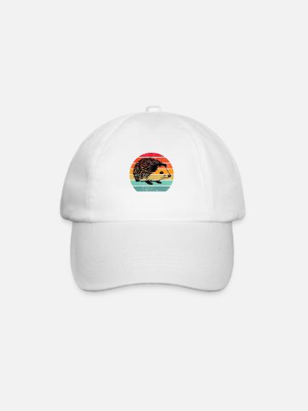 Vintage Retro Igel - Baseballkappe - Weiß/Weiß