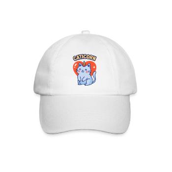 Cute Caticorn funny Unicorn Cat with Love Heart - Baseballkappe - Weiß/Weiß - Vorne