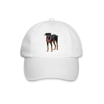 Beauceron, Hirtenhund, Schwarzer Hund, Fotografie - Baseballkappe - Weiß/Weiß - Vorne