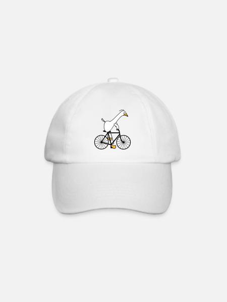 Gans fährt Fahrrad - Baseballkappe - Weiß/Weiß