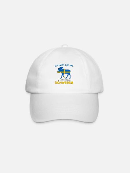 Ich muss gar nix ich muss nur nach Schweden - Baseballkappe - Weiß/Weiß