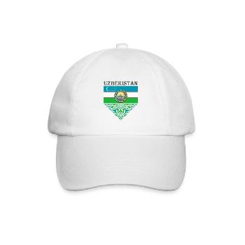 Usbekistan Flagge Heimat Usbek Geschenk - Baseballkappe - Weiß/Weiß - Vorne