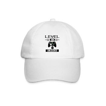 Gamer 18 Level unlocked Gamers 18 years Birthday - Baseballkappe - Weiß/Weiß - Vorne