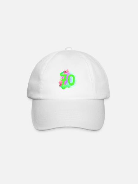 70 Zahl Klecks - Baseballkappe - Weiß/Weiß