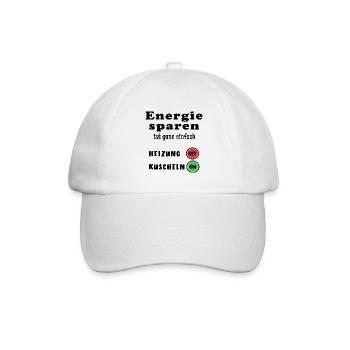Energie sparen Heizung Kuscheln Öl Gas Kosten - Baseballkappe - Weiß/Weiß - Vorne