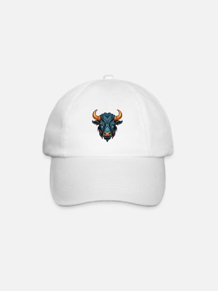 Bulle Kopf Taurus - Baseballkappe - Weiß/Weiß