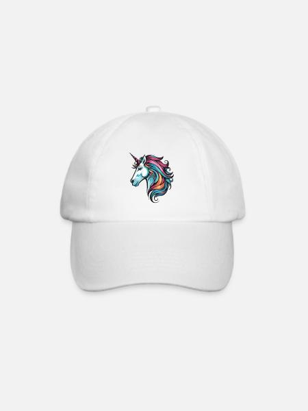 Einhorn Kopf - Baseballkappe - Weiß/Weiß