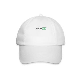 I want to ESC - Informatiker, Entwickler Geschenk - Baseballkappe - Weiß/Weiß - Vorne