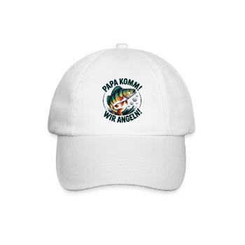 Papa komm wir angeln! Angelabenteuer mit Papa - Baseballkappe - Weiß/Weiß - Vorne