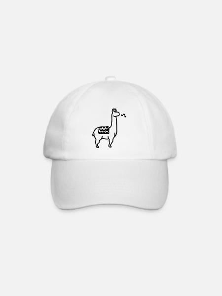 Lama Spucken - Baseballkappe - Weiß/Weiß