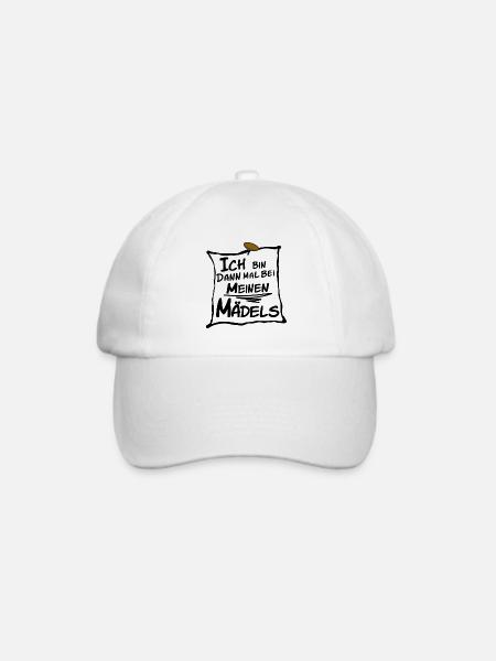 Bin bei meinen Mädels/Freundinnen - Baseballkappe - Weiß/Weiß