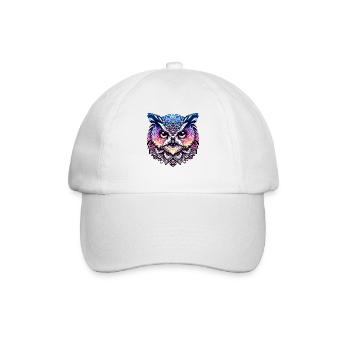 Mystisches Eulen-Mandala - Baseballkappe - Weiß/Weiß - Vorne