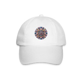 Abstraktes geometrisches Farbmandala 2 - Baseballkappe - Weiß/Weiß - Vorne