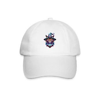 Geometrische Hexenkatze: Lebendige Polygon-Kunst - Baseballkappe - Weiß/Weiß - Vorne