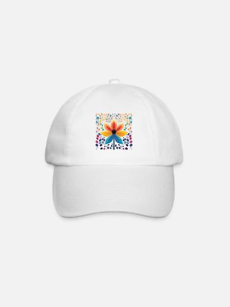 Farbenfrohe Dot Art - Einzigartige T-Shirt Designs - Baseballkappe - Weiß/Weiß