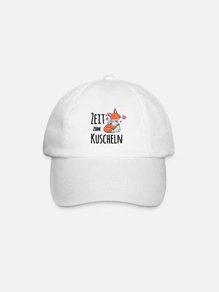 Fuchs und ein Kaninchen die mit einander Kuscheln - Baseballkappe - Weiß/Weiß