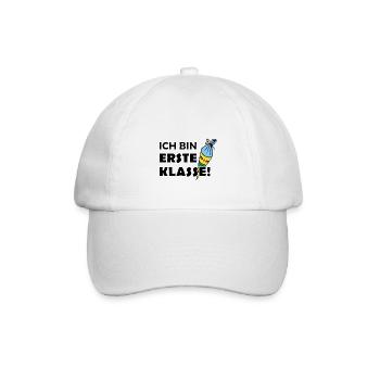 Ich bin erste Klasse! Schulanfänger-Shirt - Baseballkappe - Weiß/Weiß - Vorne