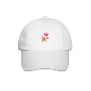 Teddybär Bär Bärchen mit Herzen - Baseballkappe - Weiß/Weiß - Vorne