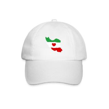 iran flag heart love persian - Baseballkappe - Weiß/Weiß - Vorne