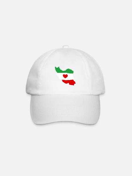 iran flag heart love persian - Baseballkappe - Weiß/Weiß